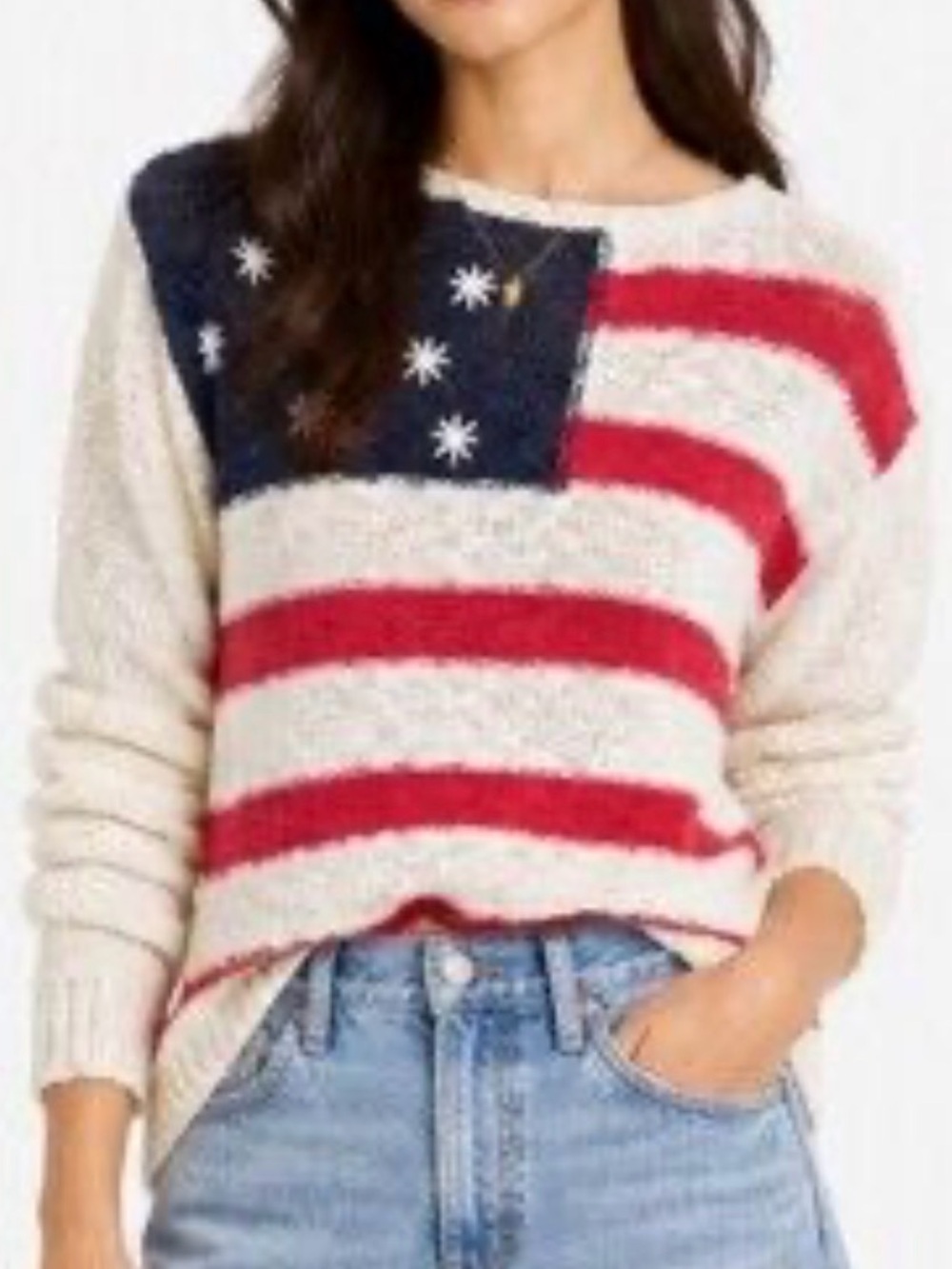 Lucky Brand Americana Collection Flag Sweater